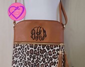 Monogram Leopard Crossbody, Monogram crossbody, leopard purse, leopard crossbody purse, adjustable shoulder straps, monogram purse, purses