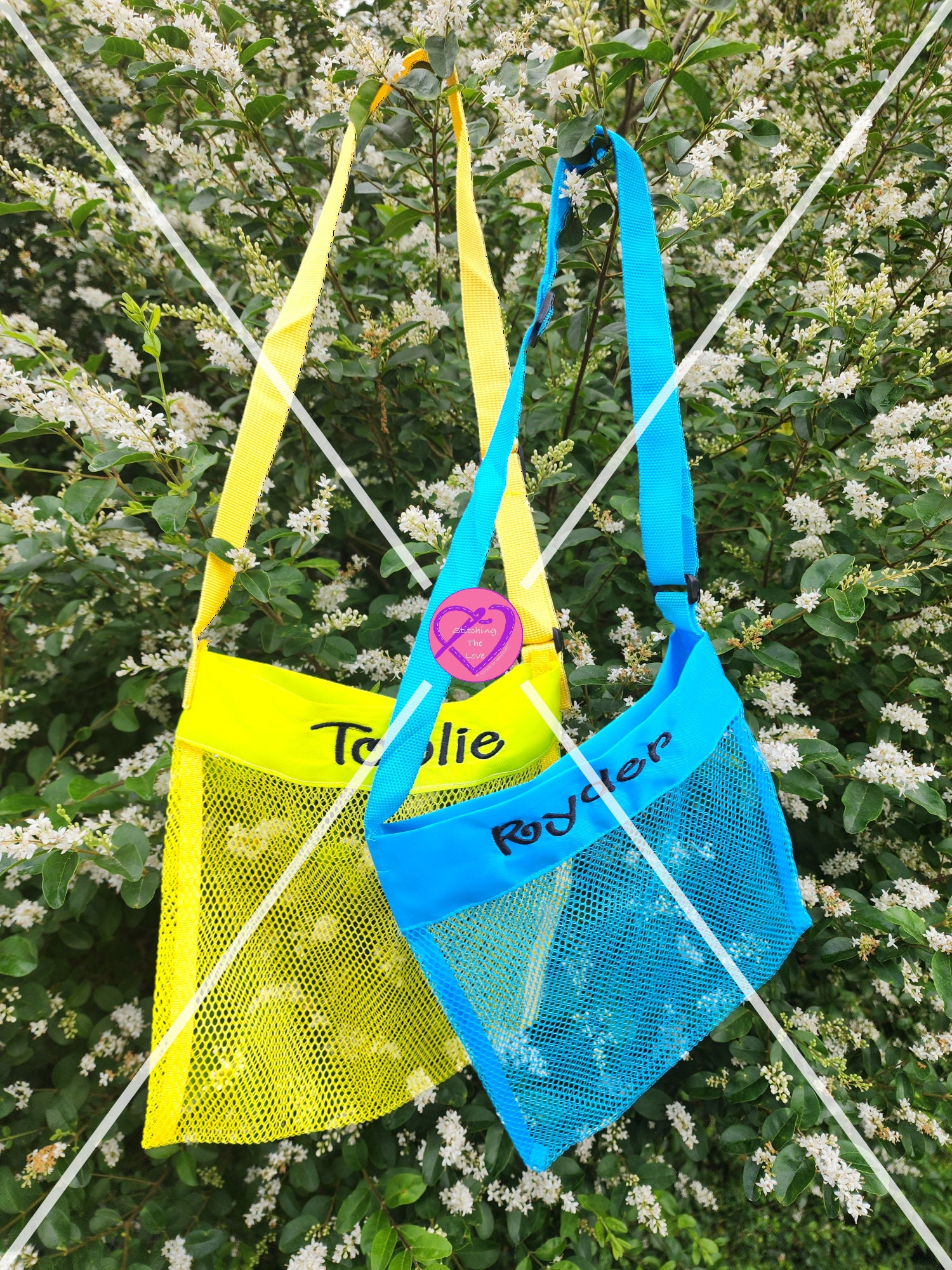 Child Size Personalized Shell Bagembroidered Seashell Mesh Bagtoddler Beachbagmesh Bagshell Mesh Bagparty Favor Bagcollecting Bag Etsy