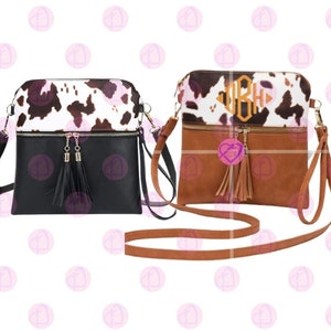 Cow Print Crossbody Purse|Monogrammed Crossbody Purse|Cow Print Purse|Brown Cow Print|Personalized Purse|Embroidered Purse|Cow Print Purse