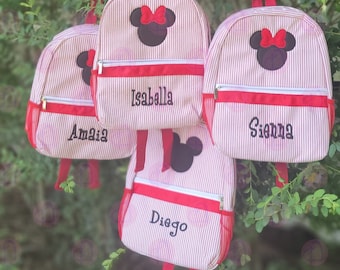 Toddler SeerSucker Backpack|Mickey Mouse Backpack|Red Seersucker Backpack|Minnie Mouse Backpack|Personalized Toddler Backpack|CustomBackpack