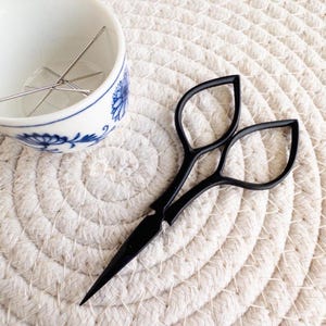Black Embroidery Scissors | Vintage-Style Thread Snips | Matte Black Scissors