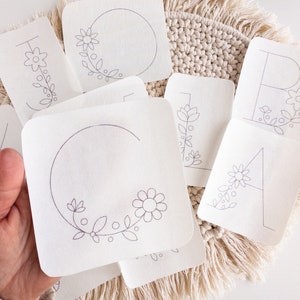 Large Monogram Embroidery Designs | Stick and Stitch Initial Embroidery Patterns | Alphabet Hand Embroidery Transfers