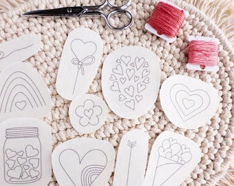 Heart Embroidery Patterns | Stick and Stitch Embroidery Designs for Valentine's Day | Trendy Heart Line Art Embroidery for Beginners