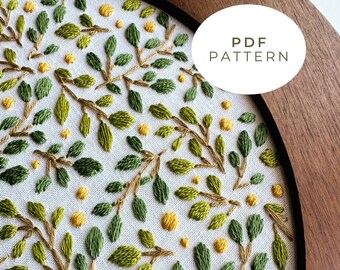Botanical Embroidery Pattern | Hand Embroidery Floral Design | Abstract Embroidery Lemon Grove