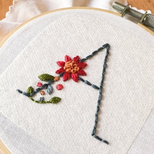 Alphabet Embroidery Designs | Stick and Stitch Floral Letter Embroidery Patterns | Monogram Hand Embroidery Transfers