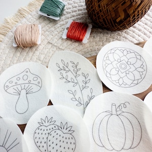 Washaway Embroidery Sampler Pack | Dissolvable Pattern Transfers | Stick and Sew Embroidery Stickers
