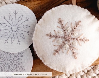Snowflake Stick and Stitch Embroidery Design | Stick and Stitch Patterns | Stick and Stitch Christmas Ornament Embroidery Pattern