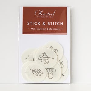 Mini Autumn Botanical Stick and Stitch Patterns | Dissolving Embroidery Stickers