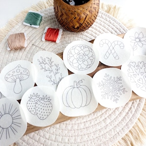 Stick and Stitch Embroidery Sampler Pack | Dissolvable Embroidery Stickers | Pattern Transfers