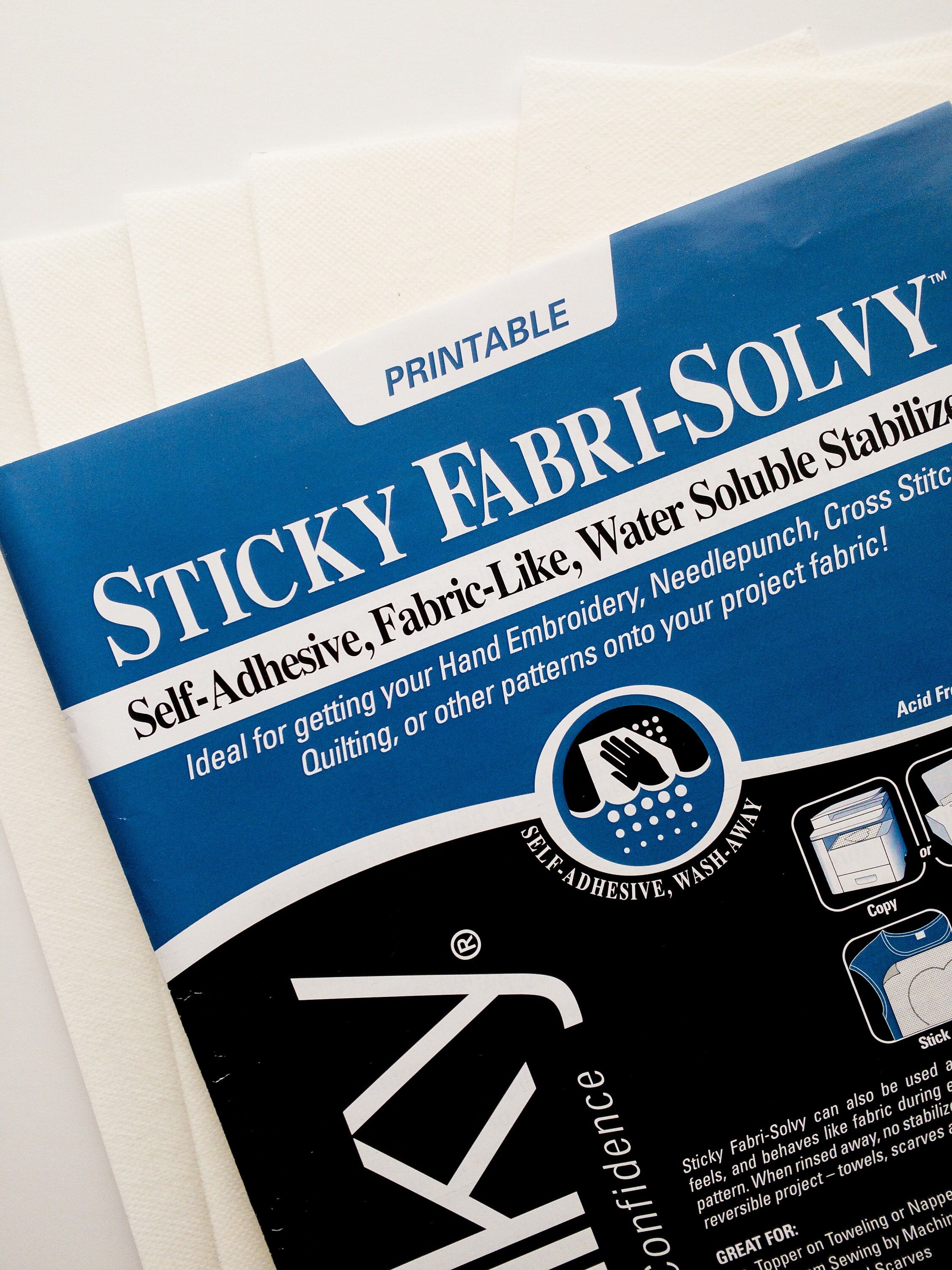 Stick and Stitch Stabilizer, Water-soluble Sticky Fabric