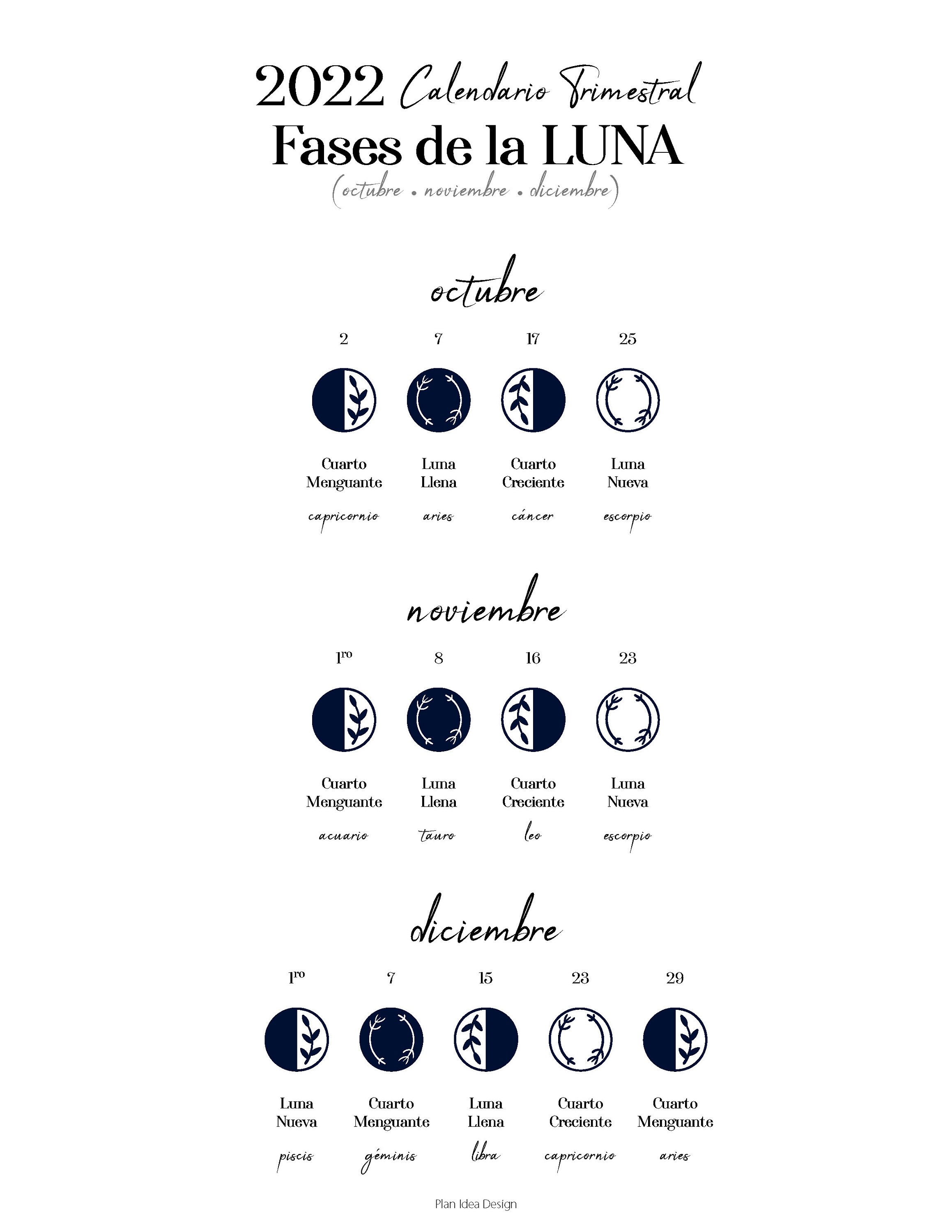 Calendario Lunar 2022 Moon Calendar 2022 Lunar Calendar Etsy