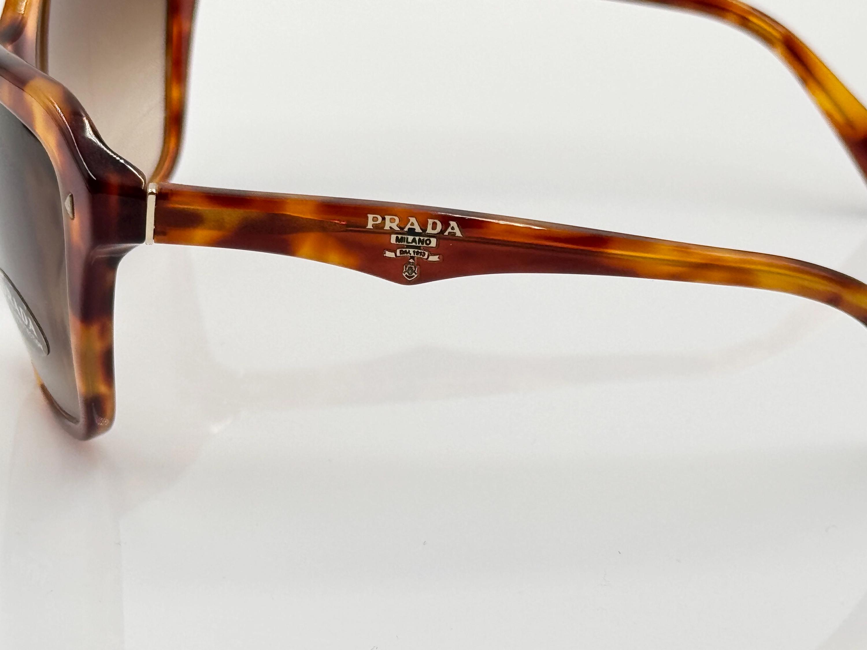 Prada Vintage Rectangle Sunglasses, Brown Tortoise, 2000s  display picture 2