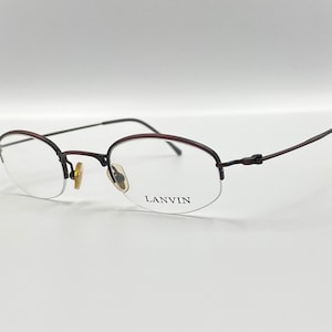 LANVIN 1244 vintage oval half rim eyeglasses, unique bronze lightweight glasses frame new old stock