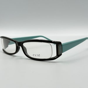 Exte EX22603 vintage rectangle gray and blue,  eyeglasses frame made in Italy, new old stock