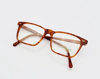 Gafas rectangulares vintage de Best Company, montura de carey marrón, nuevas, de stock antiguo, fabricadas en Italia.