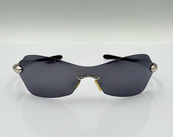 Oakley Dartboard Vintage 2000s Shield Wrap Black Sunglasses, Rare