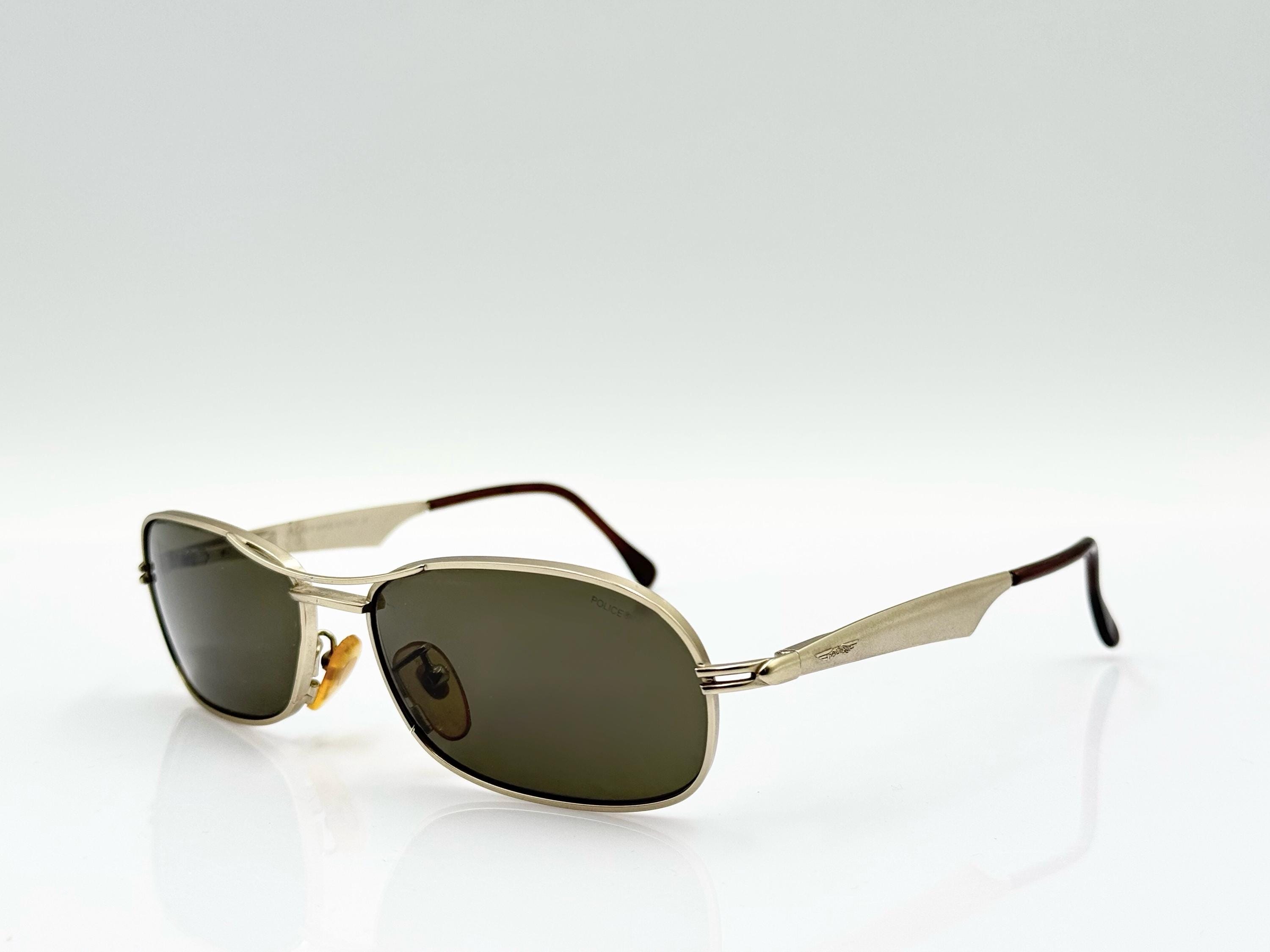 Police 2343 Vintage Rectangle 2000s Sunglasses, Metallic Unique
