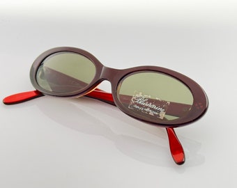 Blumarine BM95025 vintage oval women’s sunglasses, dark red, new old stock, made in Italy
