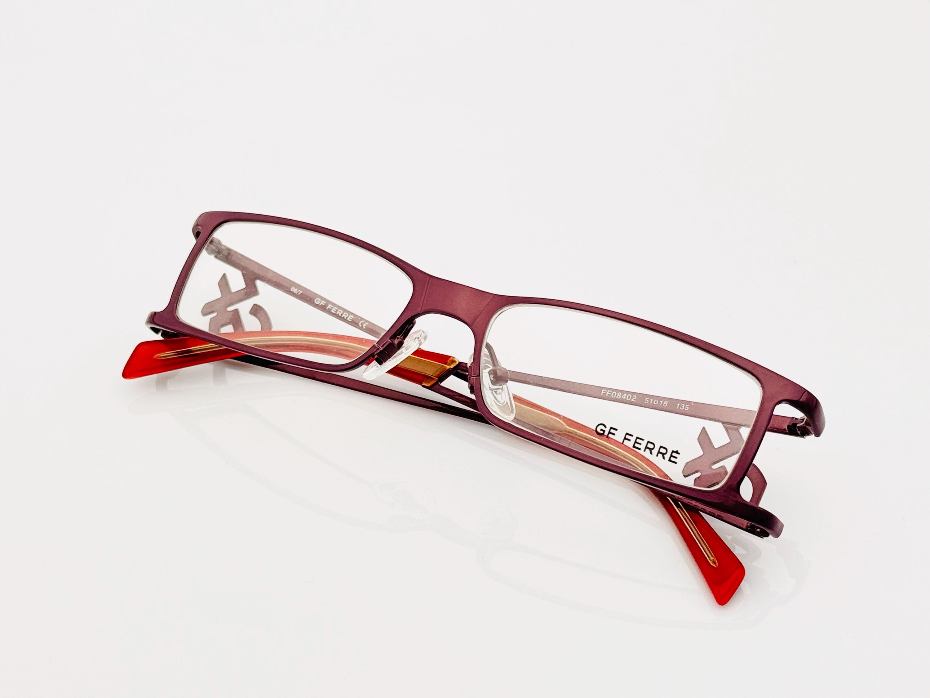 GF Ferre FF08402 Vintage Eyeglasses, Purple Unique Women's Y2K