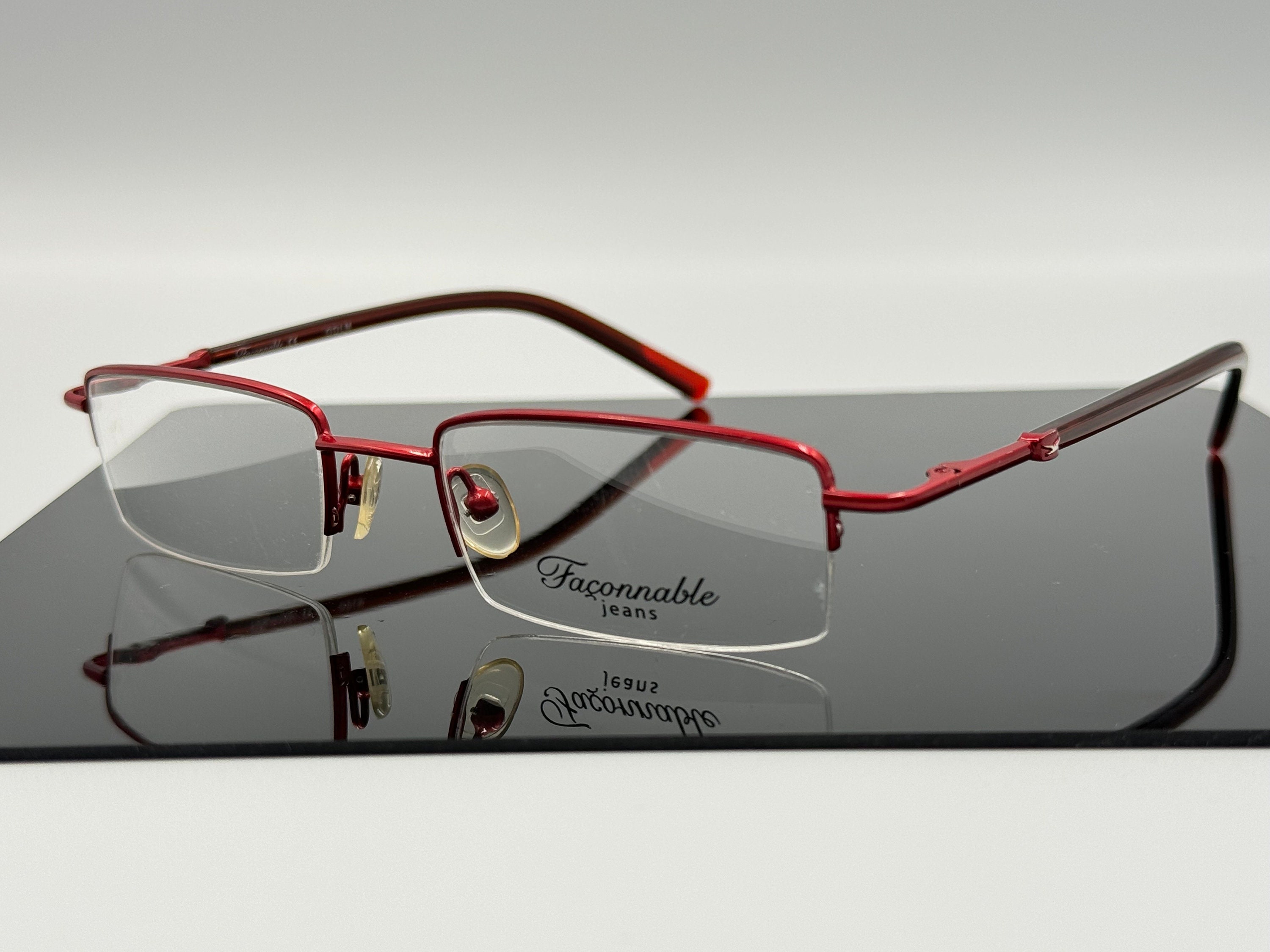 Faconnable Jeans FJ680 Vintage Eyeglasses, Half Rim Small Red