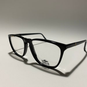 Lacoste mod.905 vintage designer 90s unique black rectangular eyeglasses men women NOS