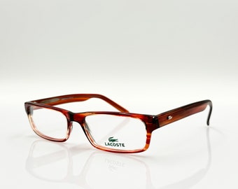 Lacoste vintage eyeglasses, men’s and women’s rectangle brown glasses frame, new old stock