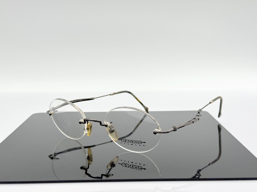 Genesis Vintage Eyeglasses, 90s Rimless Oval Glasses Frame , New Old ...