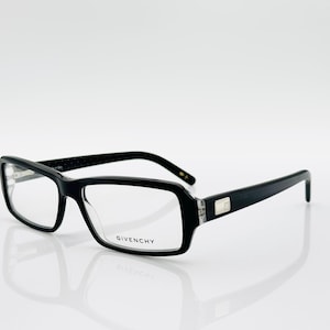 Givenchy Vgv581 vintage rectangle eyeglasses, men’s and women’s black slim glasses frame made in Italy NOS