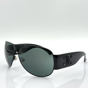 Chanel 4153 vintage sunglasses, very rare unique black aviator sunglasses, Y2K,