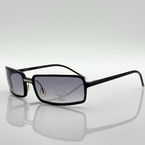 Chanel mod. 5047 vintage sunglasses, very rare unique black rectangle women’s sunglasses, Y2K, NOS