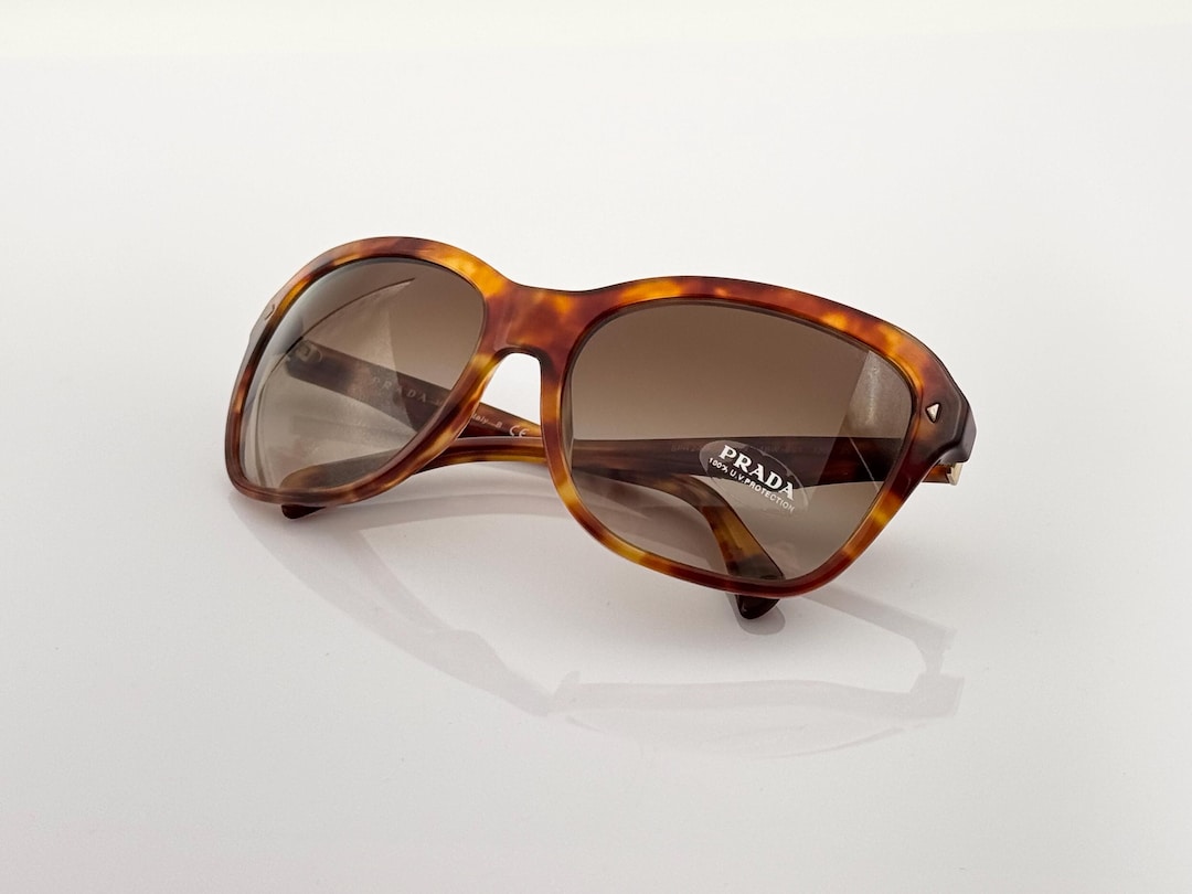 Prada Vintage Rectangle Sunglasses, Brown Tortoise, 2000s, Unique