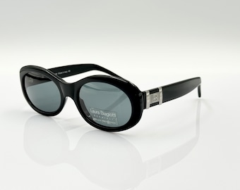Vintage MINARELLI Black Oval Sunglasses – 60s Mod Italian 