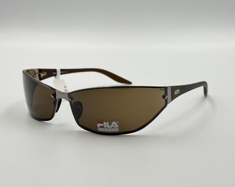 FILA SF8302 Vintage einzigartige Wickelsonnenbrille, braune Sonnenbrille für Herren und Damen