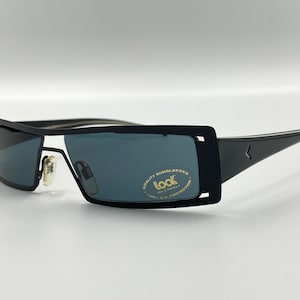 LOOK occhiali Vintage Sonnenbrille, seltenes schwarzes Rahmendesign für Männer und Frauen, Made in Italy NOS