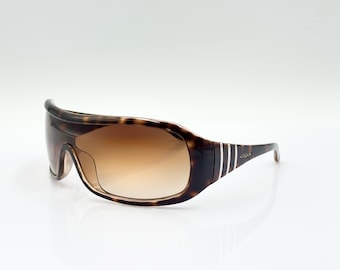 Vogue vintage shield sunglasses, tortoise brown, y2k, men’s and women’s, new old stock