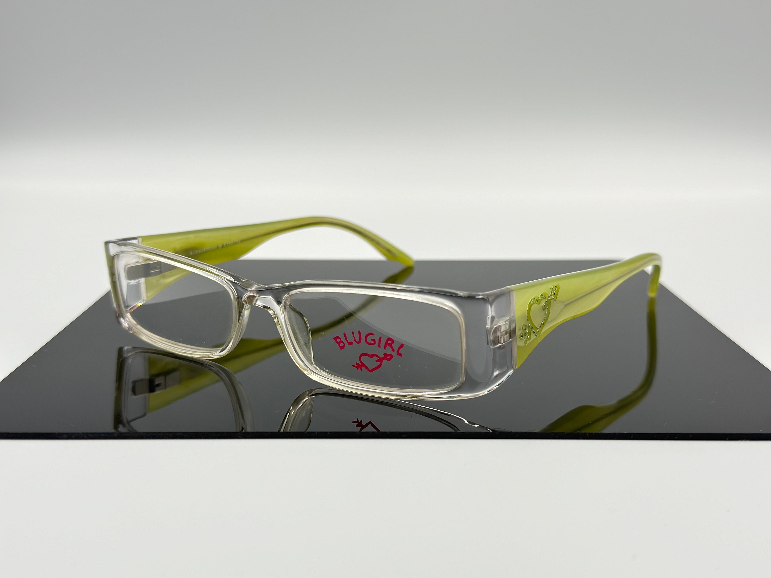 Blugirl BG30051 Vintage Eyeglasses, Small Thick Rectangle Green