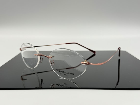 Façonnable, Faconnable Jeans FJ630 vintage eyeglasses, oval unique slim bronze frame, hand made in Italy, NOS
