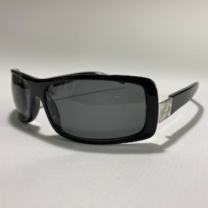 Gafas de sol envolventes de mujer vintage Blumarine, montura negra única hecha en Italia NOS