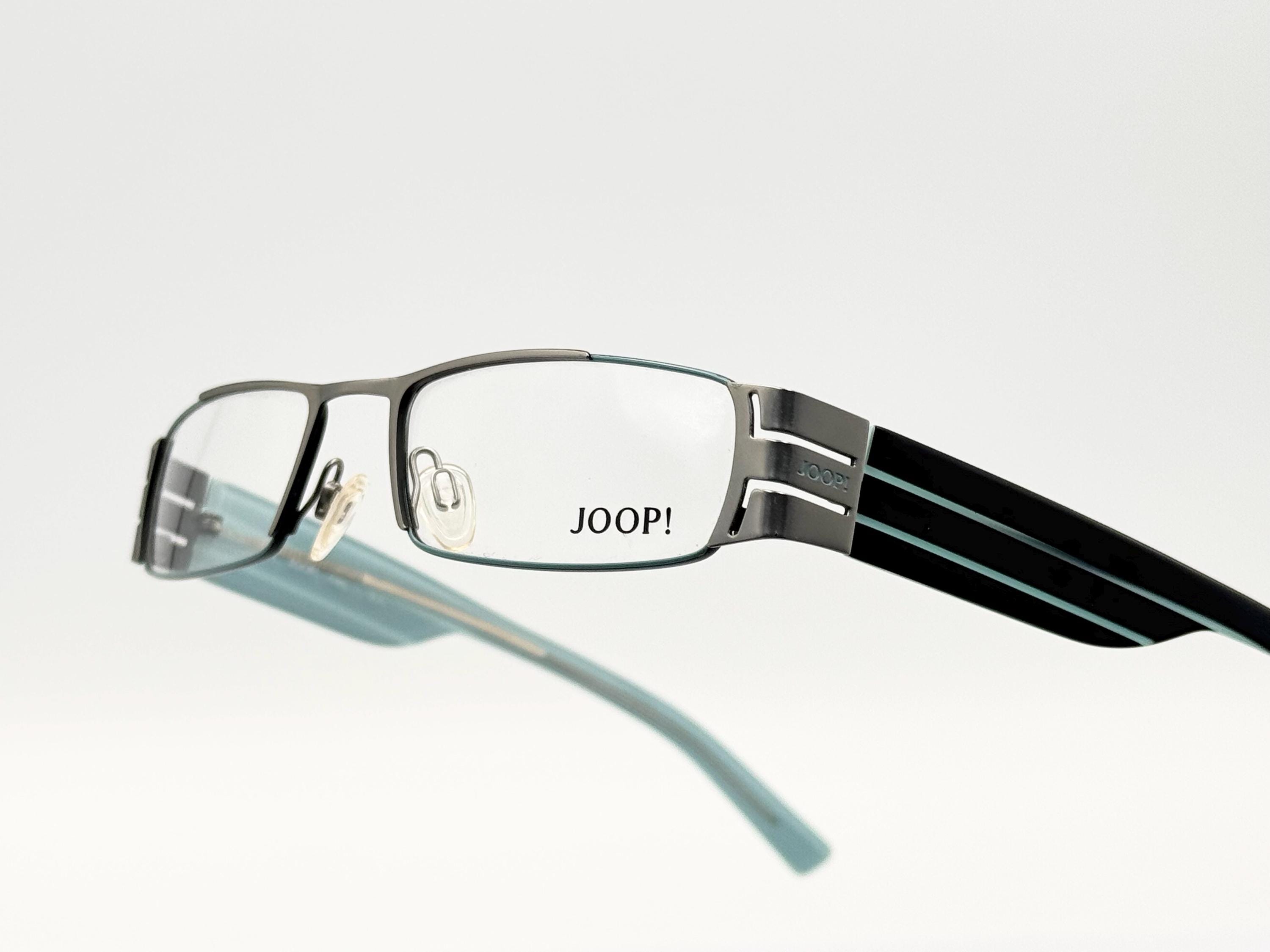 JOOP Vintage Slim Rectangle Eyeglasses, Black and Blue 