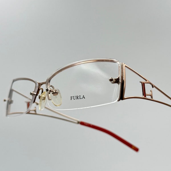 Lunettes sans monture rectangle vintage FURLA, monture de lunettes en or pour femmes unique, nouveau vieux stock