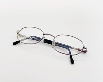ICEBERG IG80061 vintage oval eyeglasses, unique slim blue and silver glasses frame, 90s, made in Italy NOS