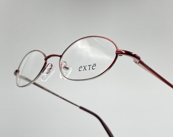 EXTE vintage oval eyeglasses, unique bronze and silver slim small glasses frame new old stock