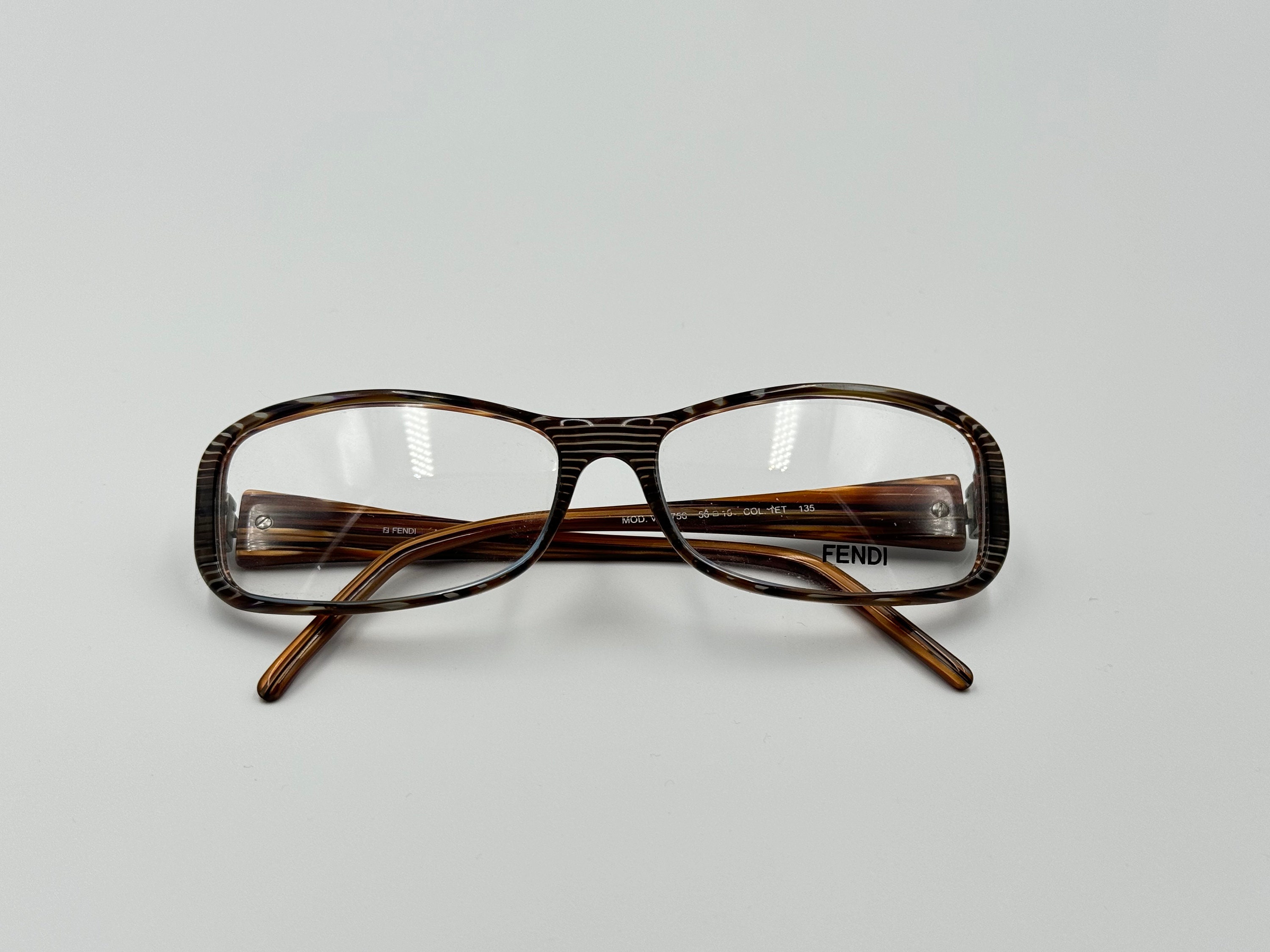FENDI VL7756 Vintage Rectangle Slim Eyeglasses, Men Women, Blue