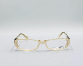 French Connection vintage eyeglasses, cream white optical frame, small rectangle, new old stock