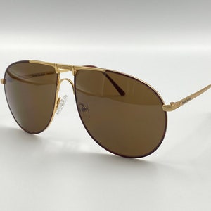 Sergio Tacchini GS12 80s aviator sunglasses, classic gold and red oversized frame, made in Italy new old stock