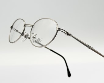 ラウンドメガネ シルバー パッド付き 48-23 mm ヴィンテージ レトロ