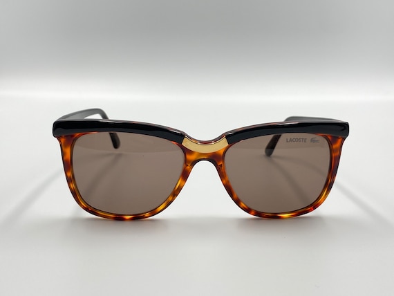 Lacoste 143 Vintage Rectangle Black and Brown 90s Sunglasses  display picture 3