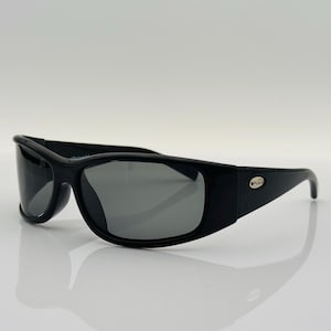 Polaroid P709 vintage 2000s wrap sports sunglasses unique black, made in Italy
