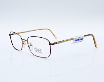 Luxottica Vintage Rechteck Brille, Übergroßer Metall Brillenrahmen, Einzigartige Männer und Frauen y2k Italienische Brille, NOS.