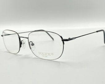 Police mod.2454 vintage 90s eyeglasses, unique thin black glasses frame, made in Italy  NOS